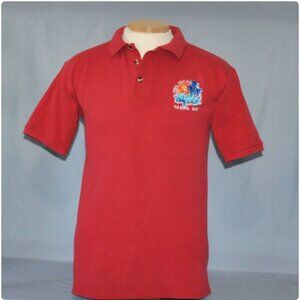 Vintage 90s NCAA Final Four Polo Shirt Size Medium Distressed Red Short Sleeve